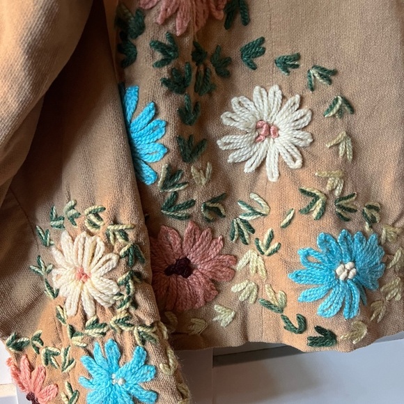 Embroidered Floral Tan Jacket - Picture 3 of 8